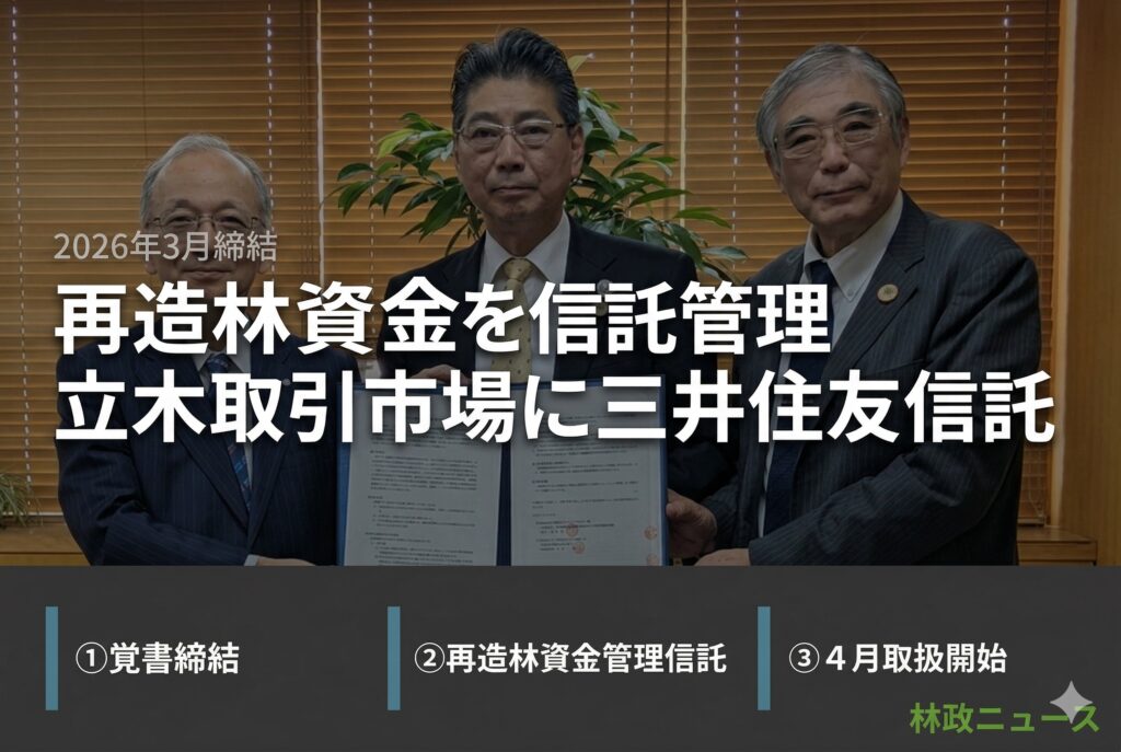 再造林資金の“受け皿”に三井住友信託銀行、「立木取引市場」に参画